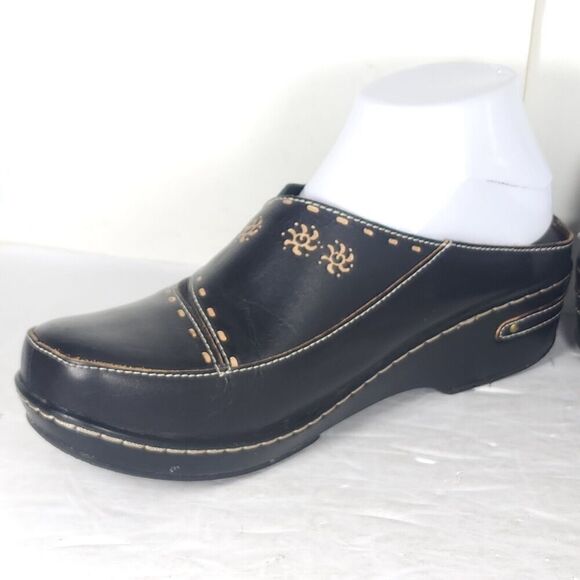L'artiste Spring Step Women's Chino EU42 US11-11,5 Black Leather Floral Clogs - Picture 7 of 15
